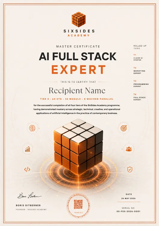 Muster-Zertifikat AI Full Stack Expert